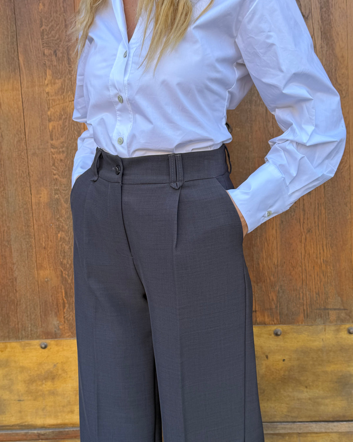 PANTALONE CON PINCES GRIGIO - COD. 95666 - SAIPH