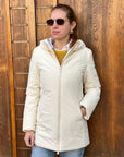 PARKA AURELIA LONG VELOUR OFF WHITE - SUNS - Marcello Fontana Shop
