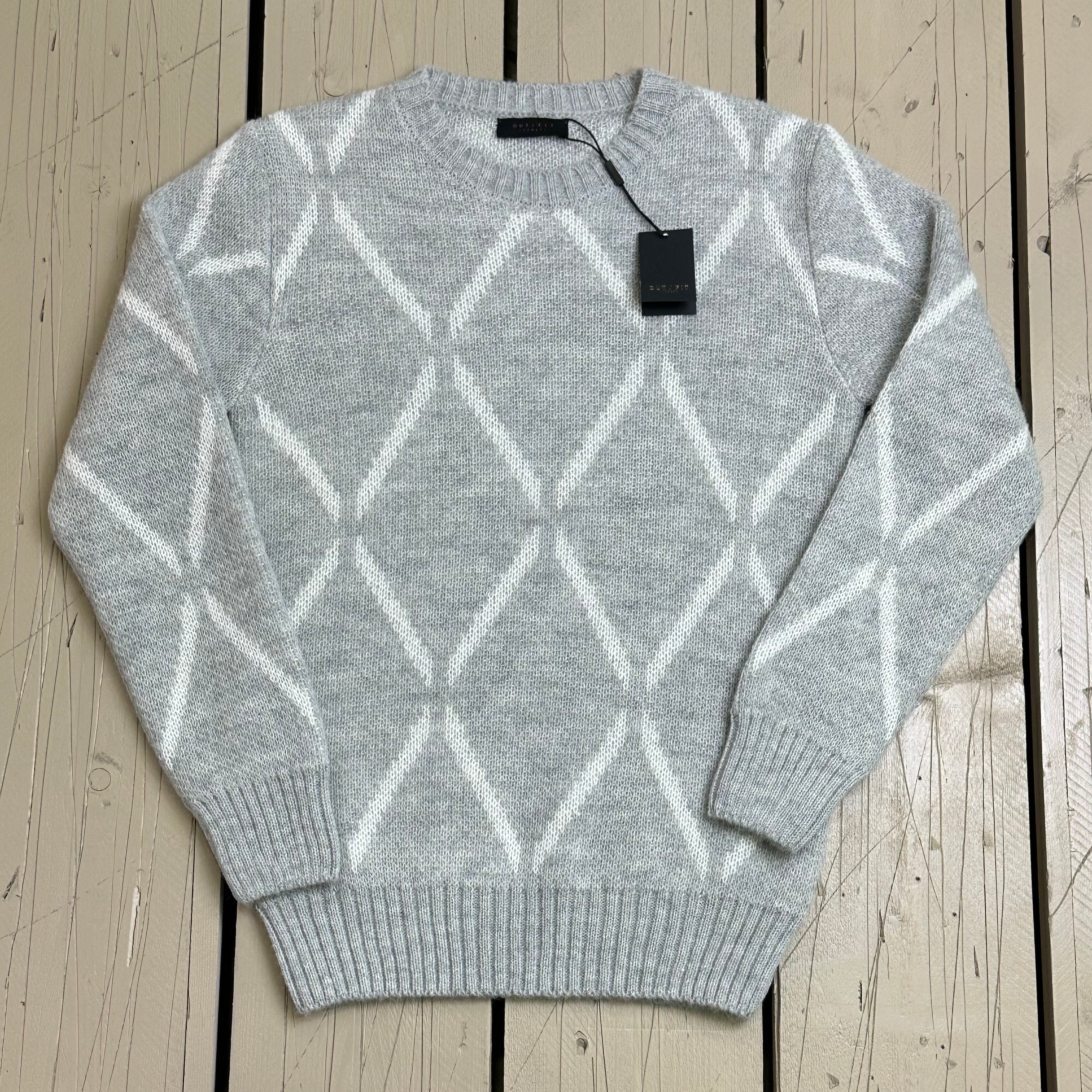 Outfit Maglione girocollo rombi  - Mid Grey - Marcello Fontana Shop