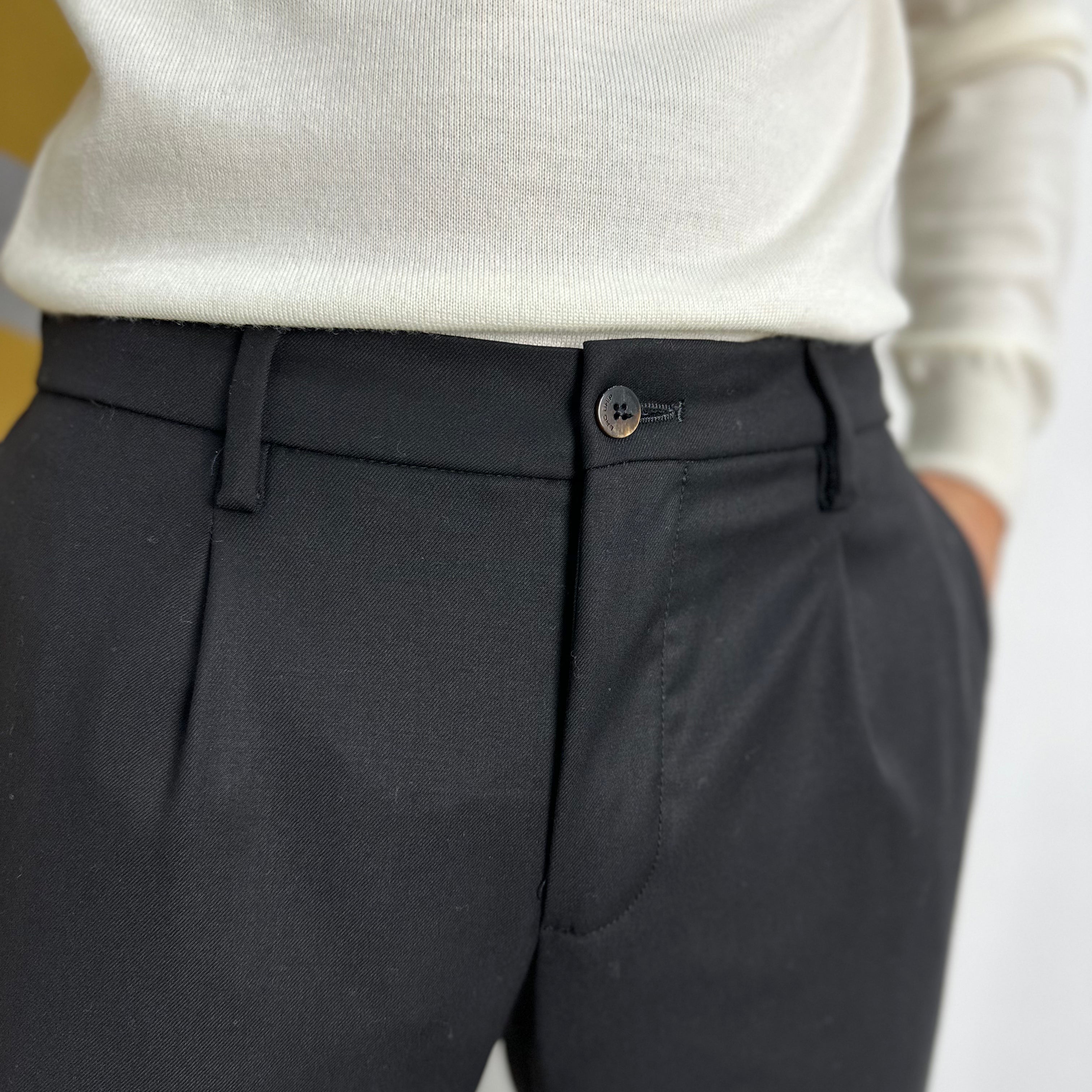 BRO SHIP PANTALONE FRESCO LANA CON COULISSE NERO - Marcello Fontana Shop