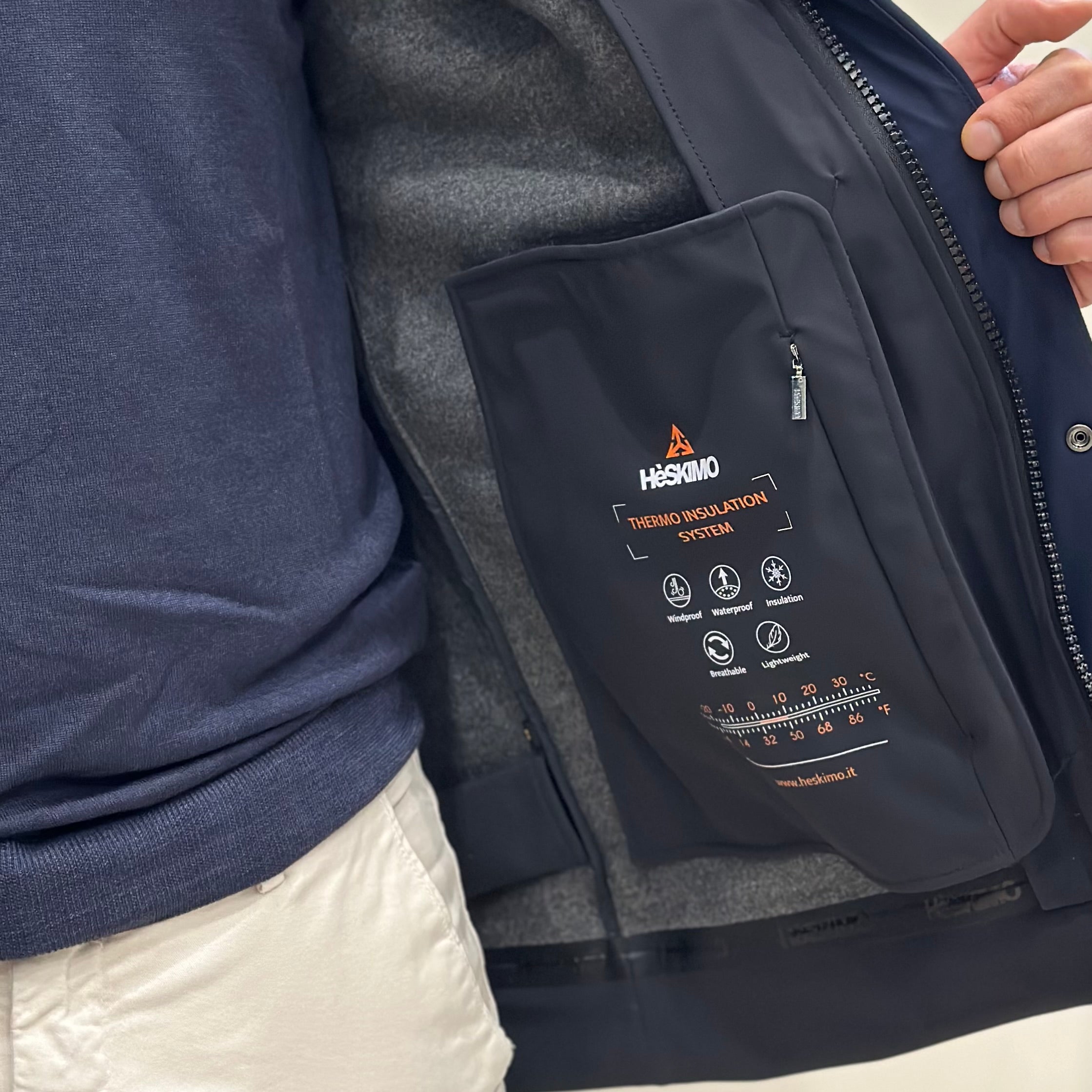 HESKIMO Giubbotto tecnico foderato in lana - Navy - Marcello Fontana Shop