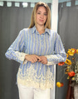 SAIPH CAMICIA CELESTE CON RICAMO - COD.95030