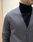 CARDIGAN LANA MERINOS PIOMBO - PRIVATI FIRENZE