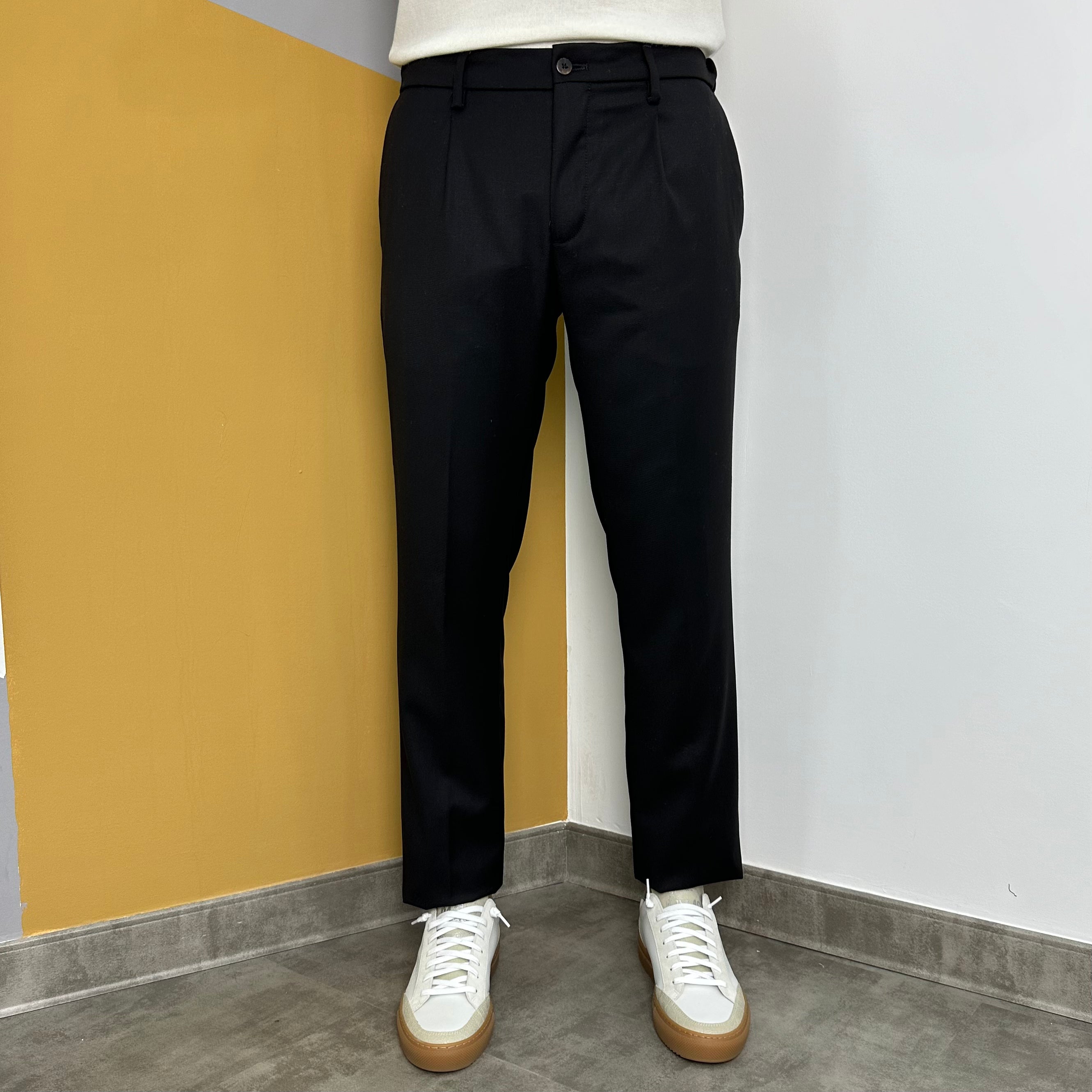 BRO SHIP PANTALONE FRESCO LANA CON COULISSE NERO - Marcello Fontana Shop