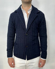 Outfit Cardigan Giacca in misto lana con trama treccia - navy