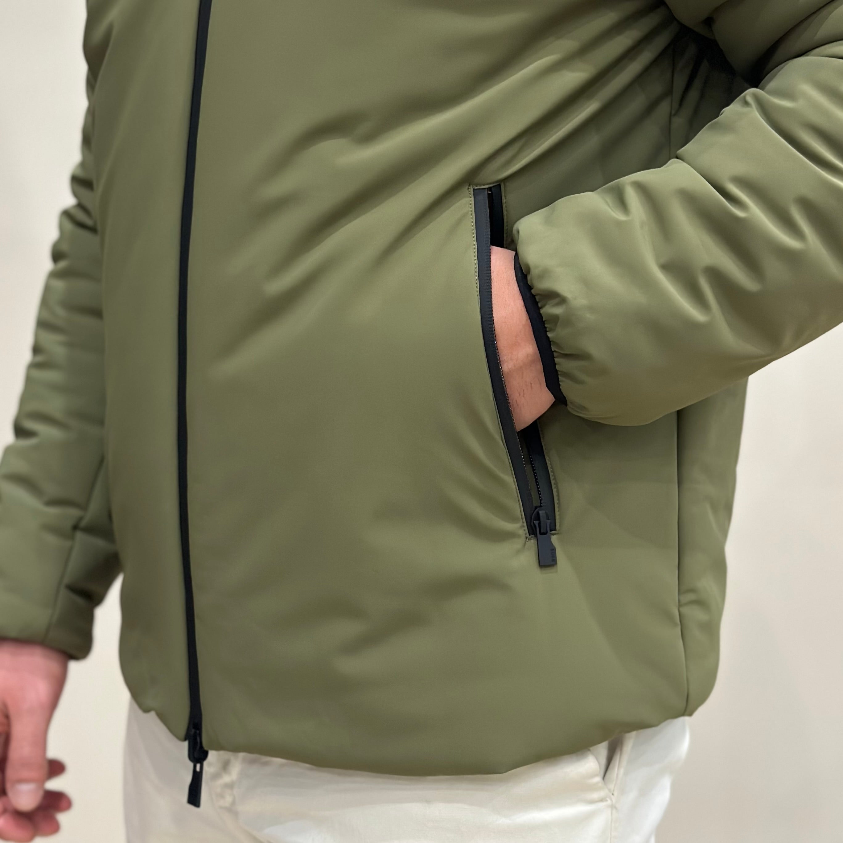 SUNS Giubbotto uomo Delhi midi reversibile con cappuccio - ARMY/BLACK