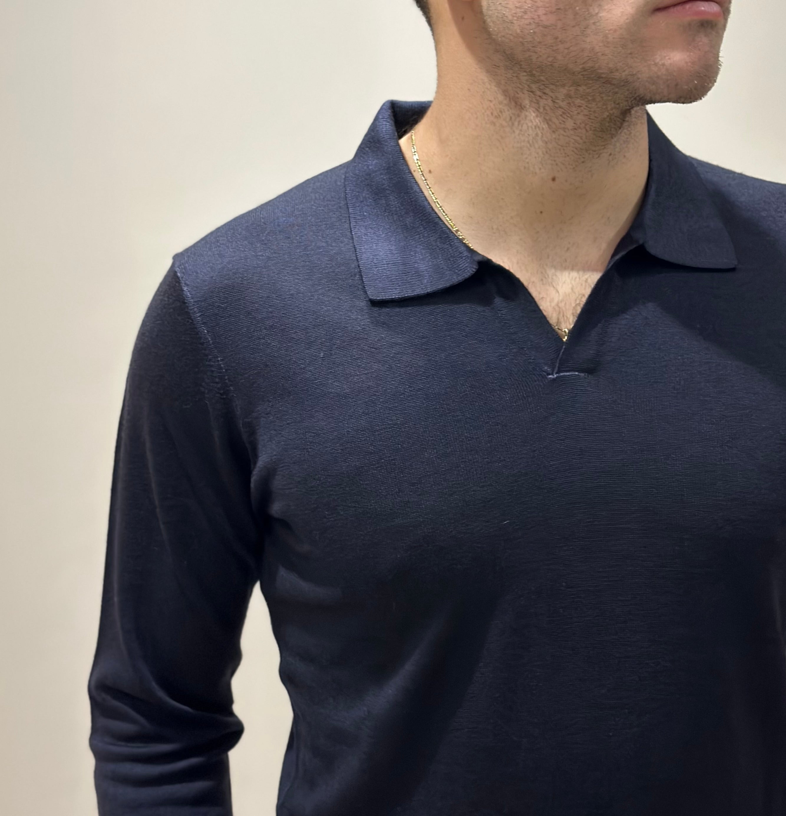 Polo in Lana Merino Tinta Acidata Nero - Privati Firenze - Marcello Fontana Shop