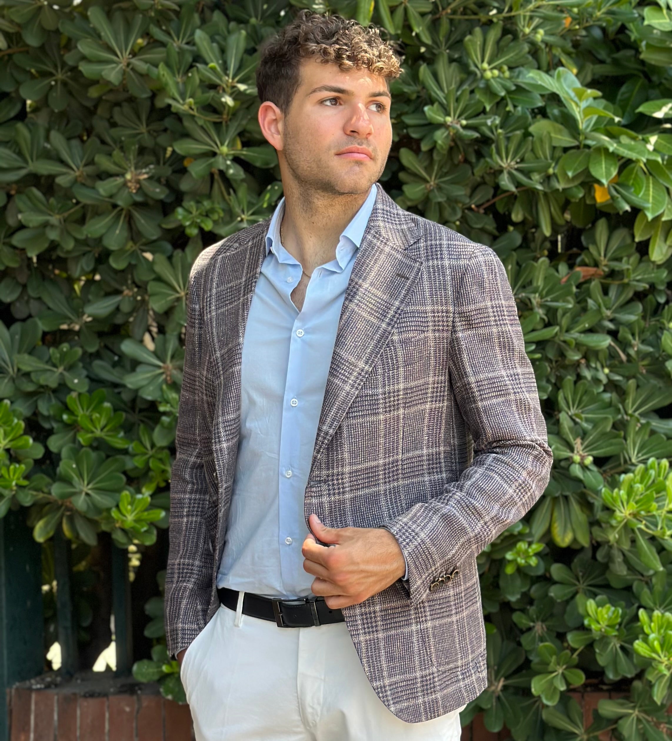GIACCA MONOPETTO TESSUTO VITALE BARBERIS - QUADRI MORO - Marcello Fontana Shop