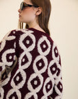 Cardigan bouclé a contrasto cod. WM14K19MNE - Bordeaux - Meisie