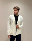 CARDIGAN GIACCA IN MAGLIA TRAMATA DI MISTO LANA OFF WHITE - OUTFIT ITALY