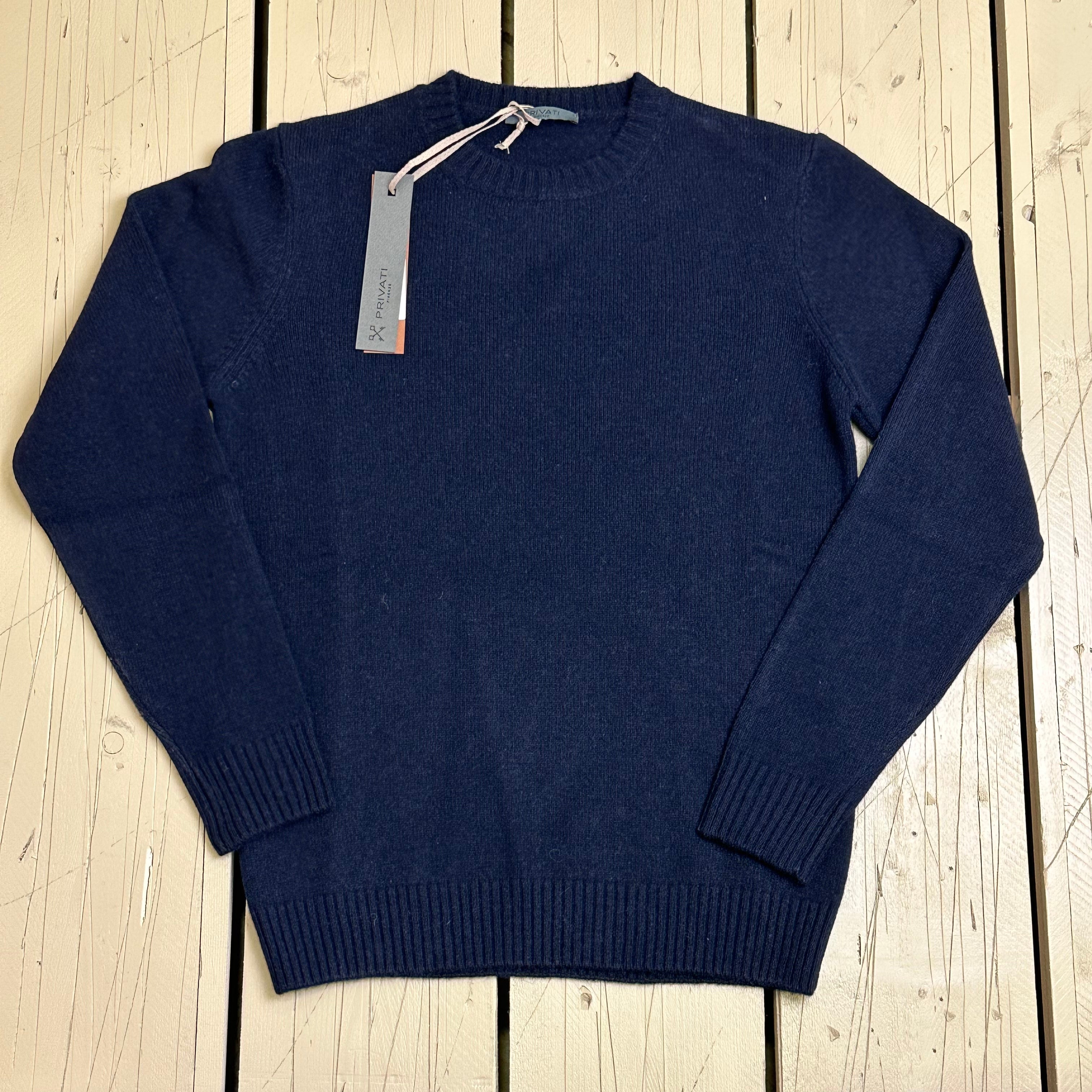 Privati Firenze Girocollo in Cashmere rasato - Navy - Marcello Fontana Shop