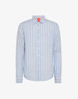 SUN68 SS24 CAMICIA IN LINO A RIGHE AZZURRO/BIANCO