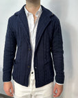 Outfit Cardigan Giacca in misto lana con trama treccia - navy