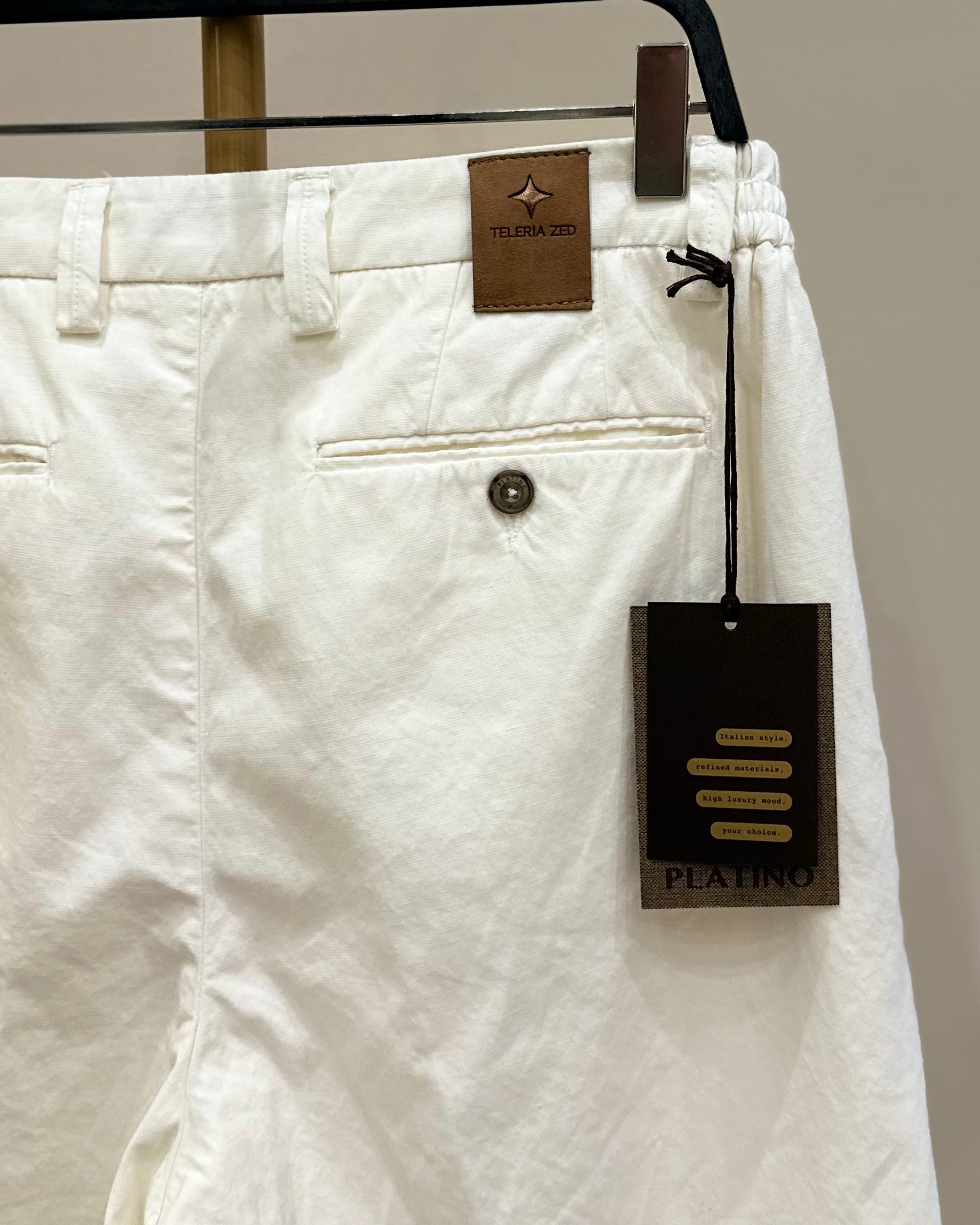 Teleria Zed Platino Pantalone in Lino/Cotone - Bianco