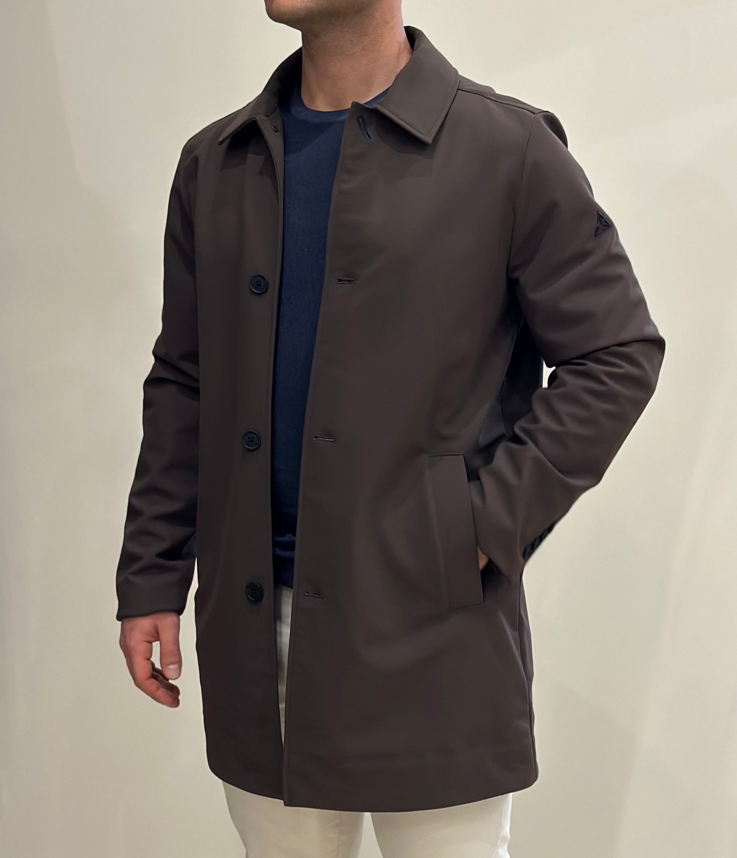 HESKIMO Trench tecnico foderato in lana - moro - Marcello Fontana Shop