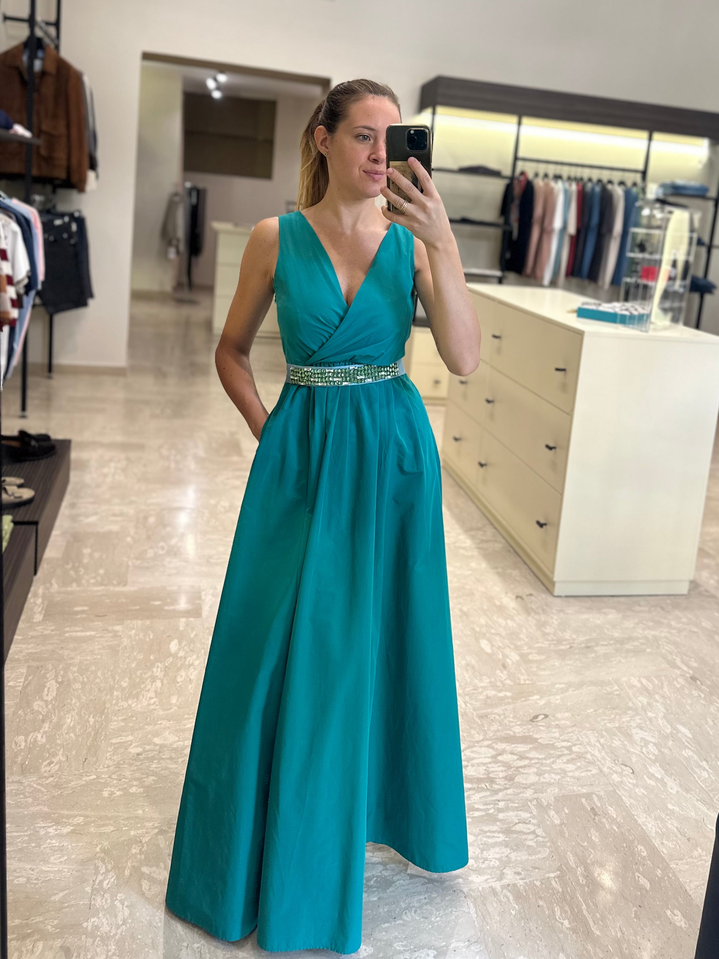 PENNYBLACK  Abito Pace in taffetta' verde smeraldo