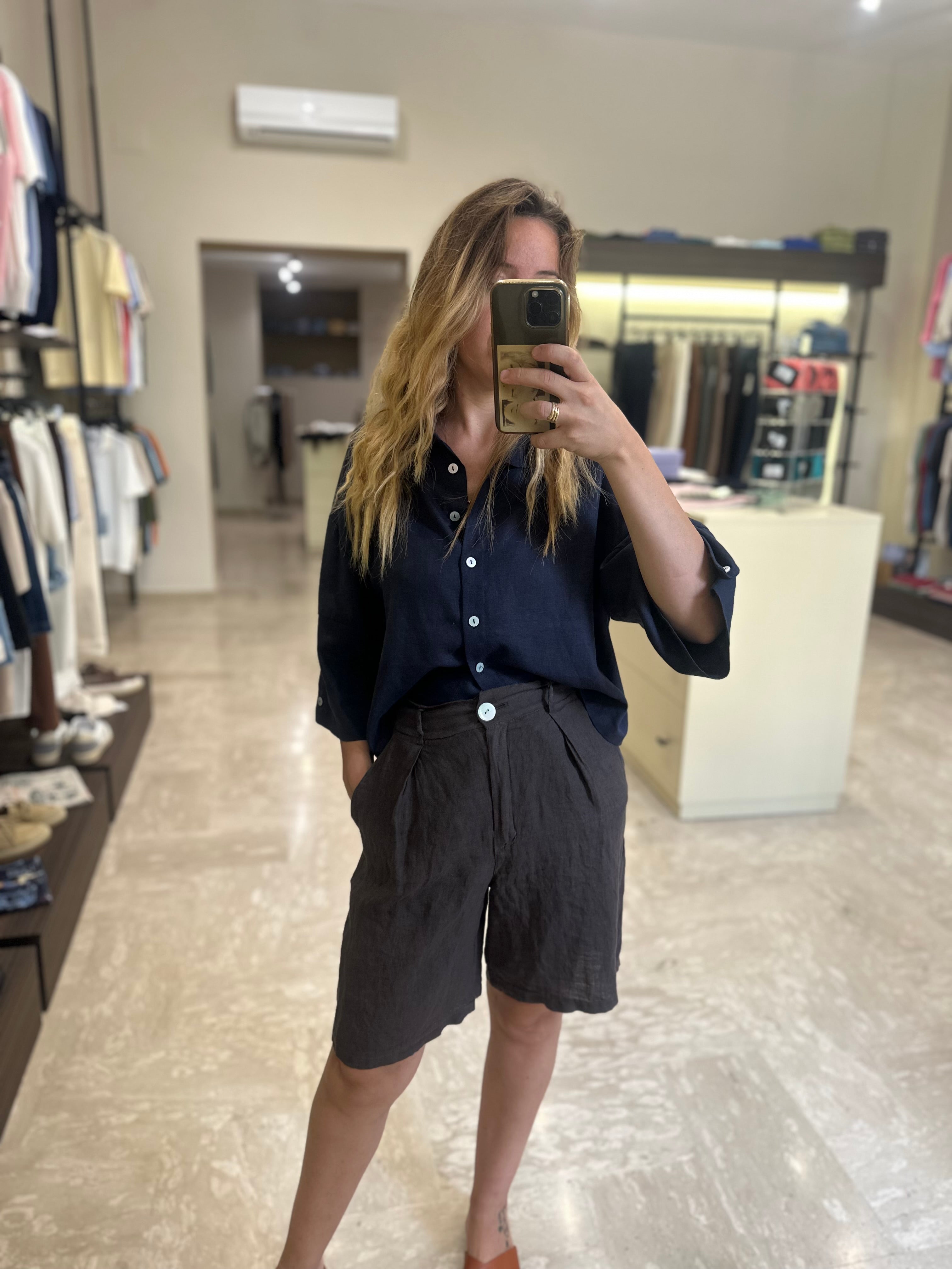 SAIPH SHORTS IN LINO MORO - COD.95268