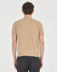 MANUEL RITZ SS24 POLO IN COTONE CREPE RASATO BEIGE