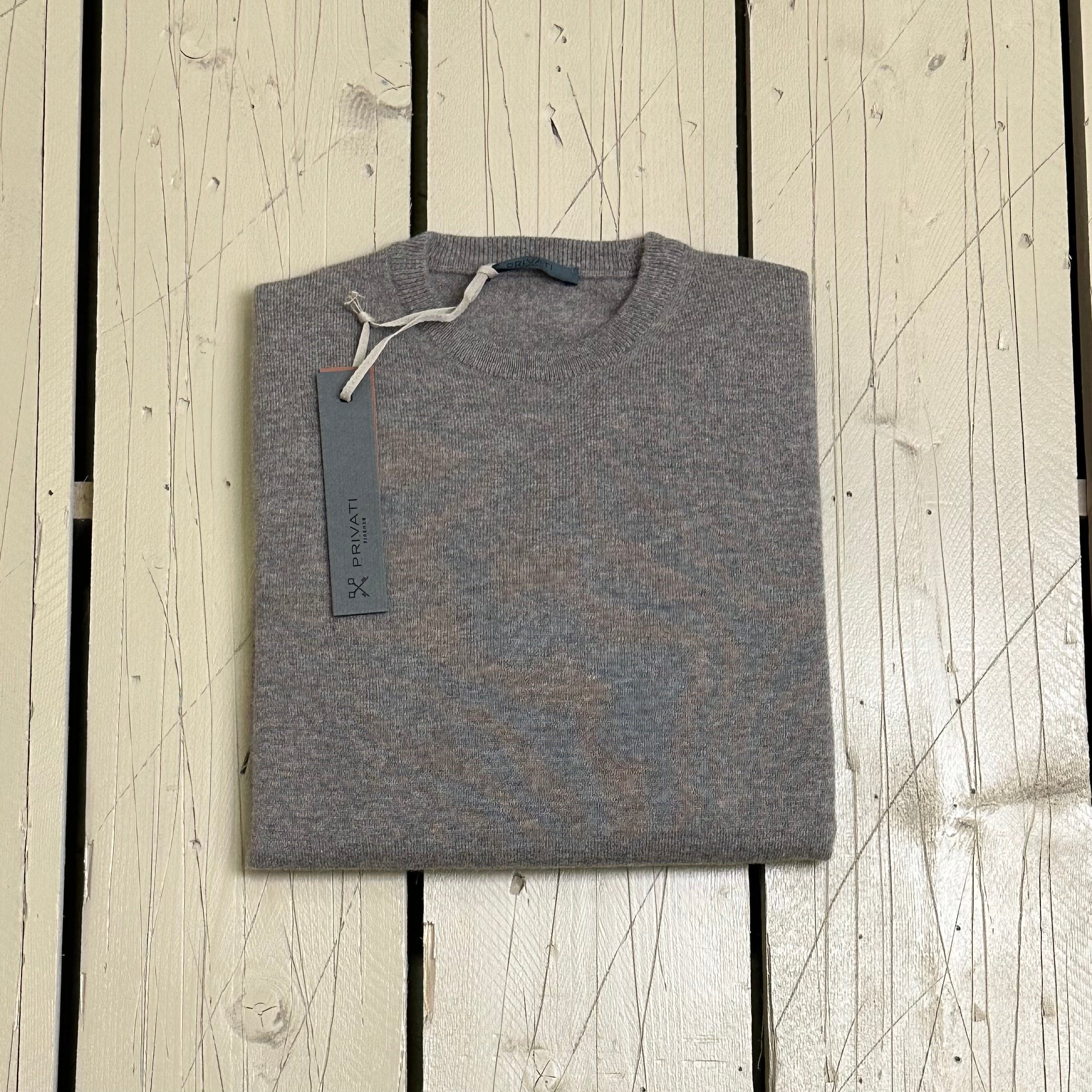 Privati Firenze Girocollo basic in Cashmere  - Tortora - Marcello Fontana Shop