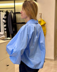 SAIPH CAMICIA MANICA A SBUFFO IN COTONE CELESTE
