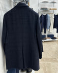 MANUEL RITZ cappotto slim fantasia in misto lana blu