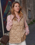 Gilet imbottito con cappuccio cammello - PBBVELO