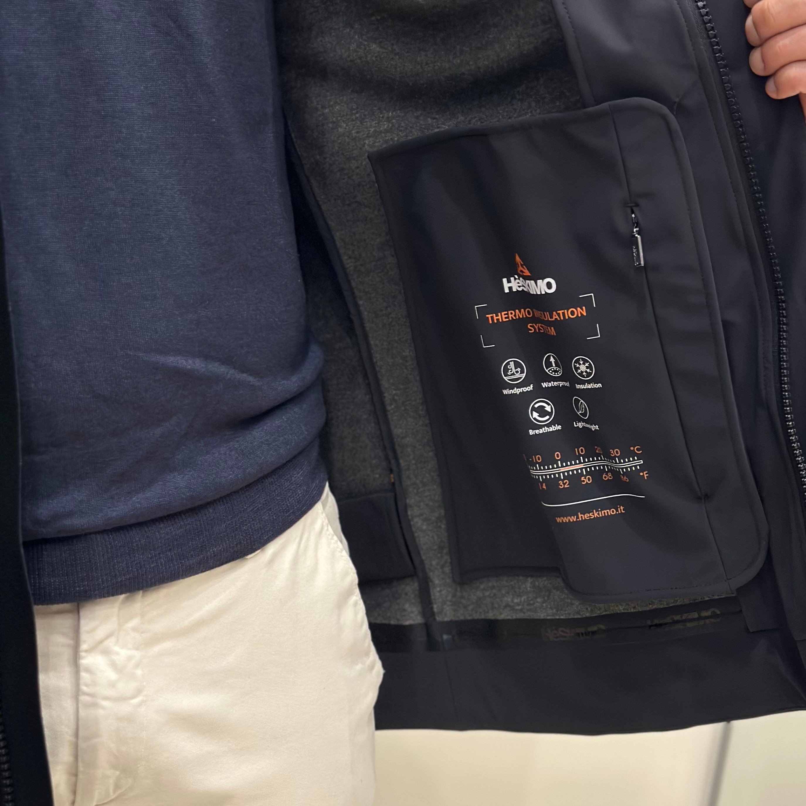 HESKIMO Giubbotto tecnico foderato in lana - Nero - Marcello Fontana Shop