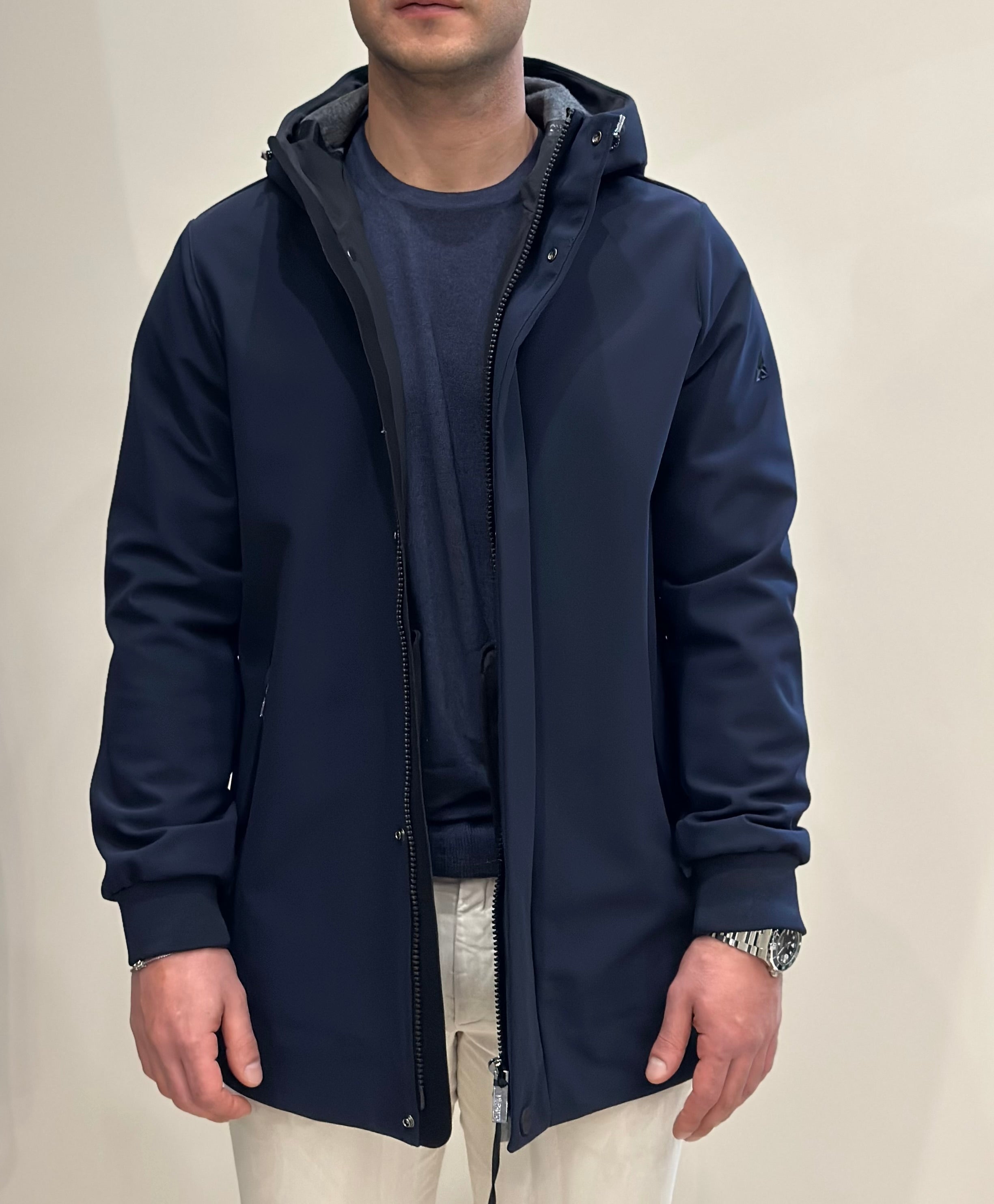 HESKIMO Giubbotto tecnico foderato in lana - Navy - Marcello Fontana Shop