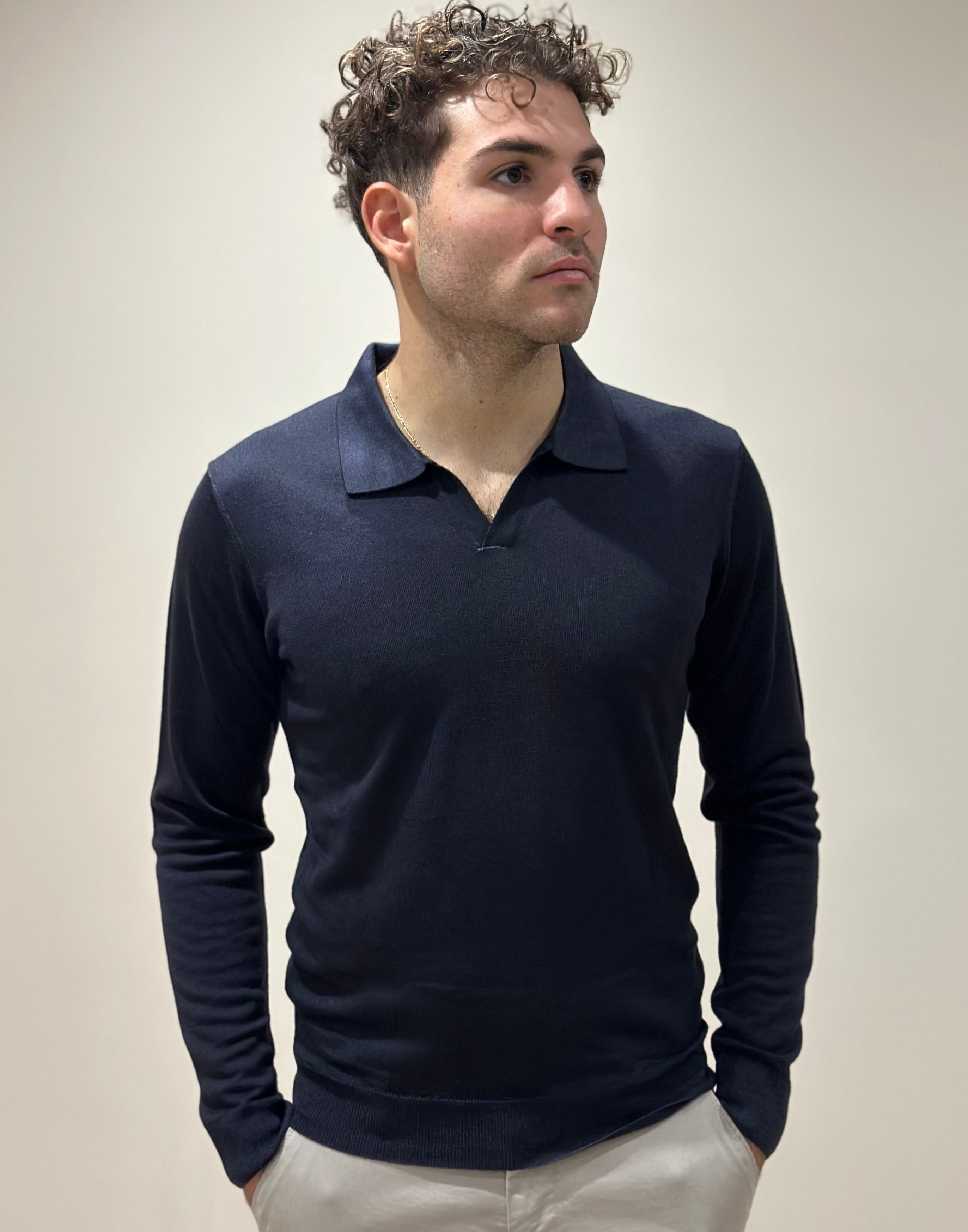 Polo in Lana Merino Tinta Acidata Nero - Privati Firenze - Marcello Fontana Shop