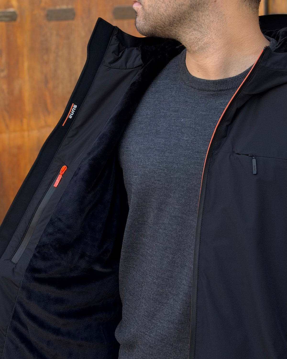 Giubbotto AURELIO Long Velour - Black - SUNS