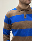 FW25 GALLIA POLO LAWSON CON BOTTONI - ROYAL / MARRONE CHIARO