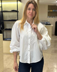 SAIPH CAMICIA MANICA A SBUFFO IN COTONE BIANCO