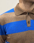 FW25 GALLIA POLO LAWSON CON BOTTONI - ROYAL / MARRONE CHIARO