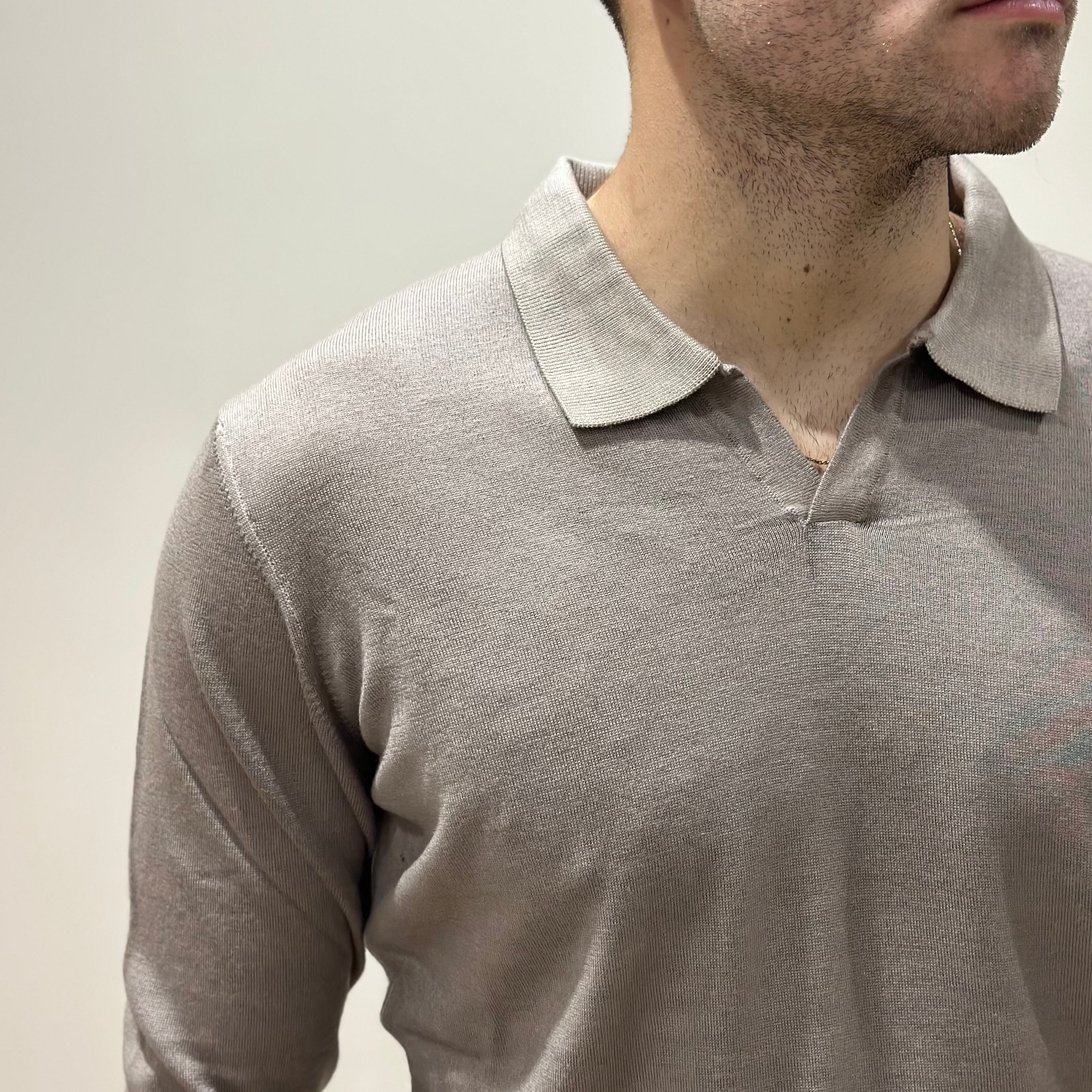 Polo in Lana Merino Tinta Acidata Beige - Privati Firenze - Marcello Fontana Shop