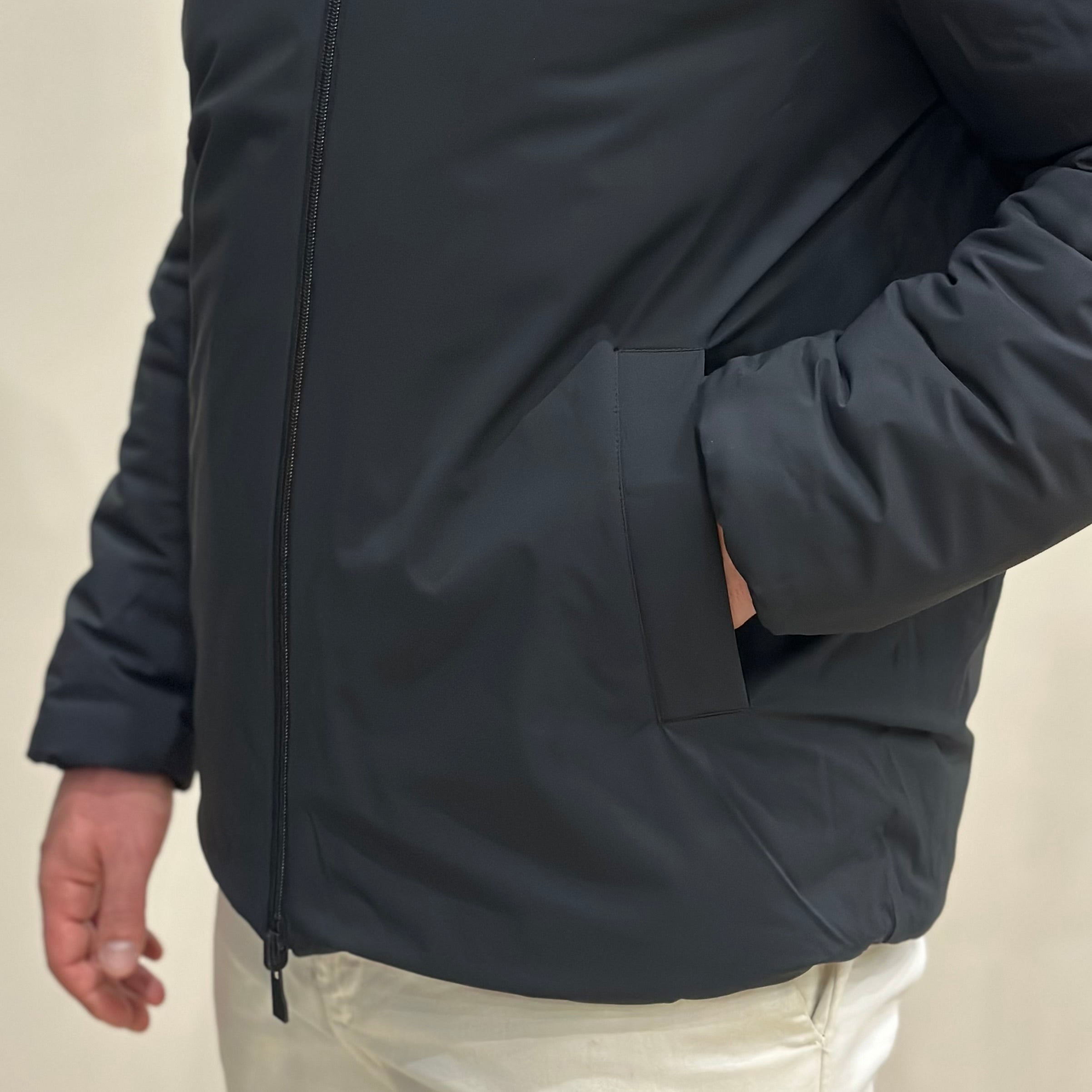 SUNS Giubbotto uomo Delhi midi reversibile con cappuccio - ARMY/BLACK