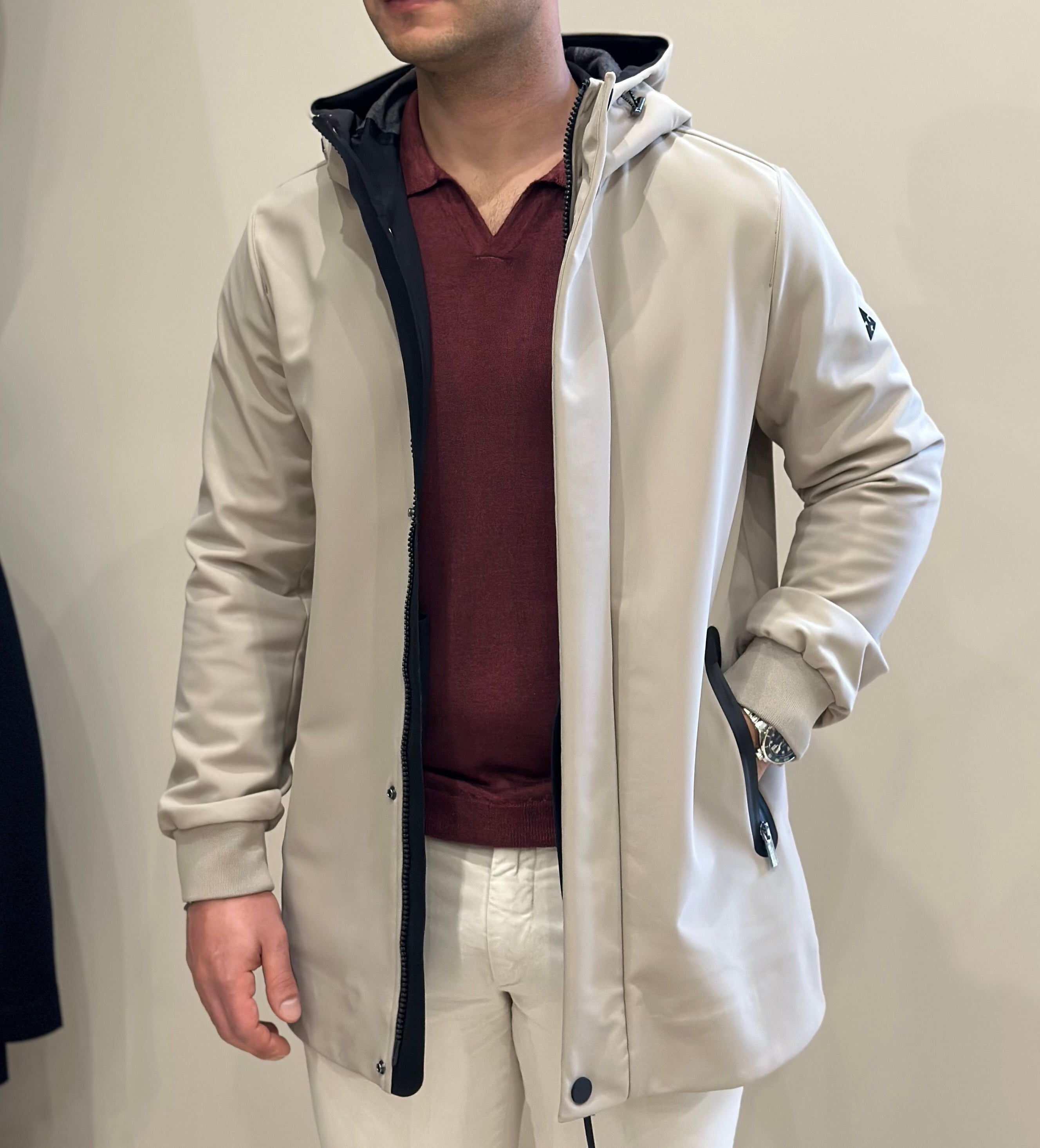 HESKIMO Giubbotto tecnico foderato in lana - Beige - Marcello Fontana Shop