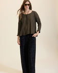 pantaloni morbidi in velluto con stampa paisley cod. WM120P02BLK - Nero - Meisie
