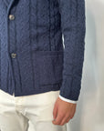 Outfit Cardigan Giacca in misto lana con trama treccia - navy