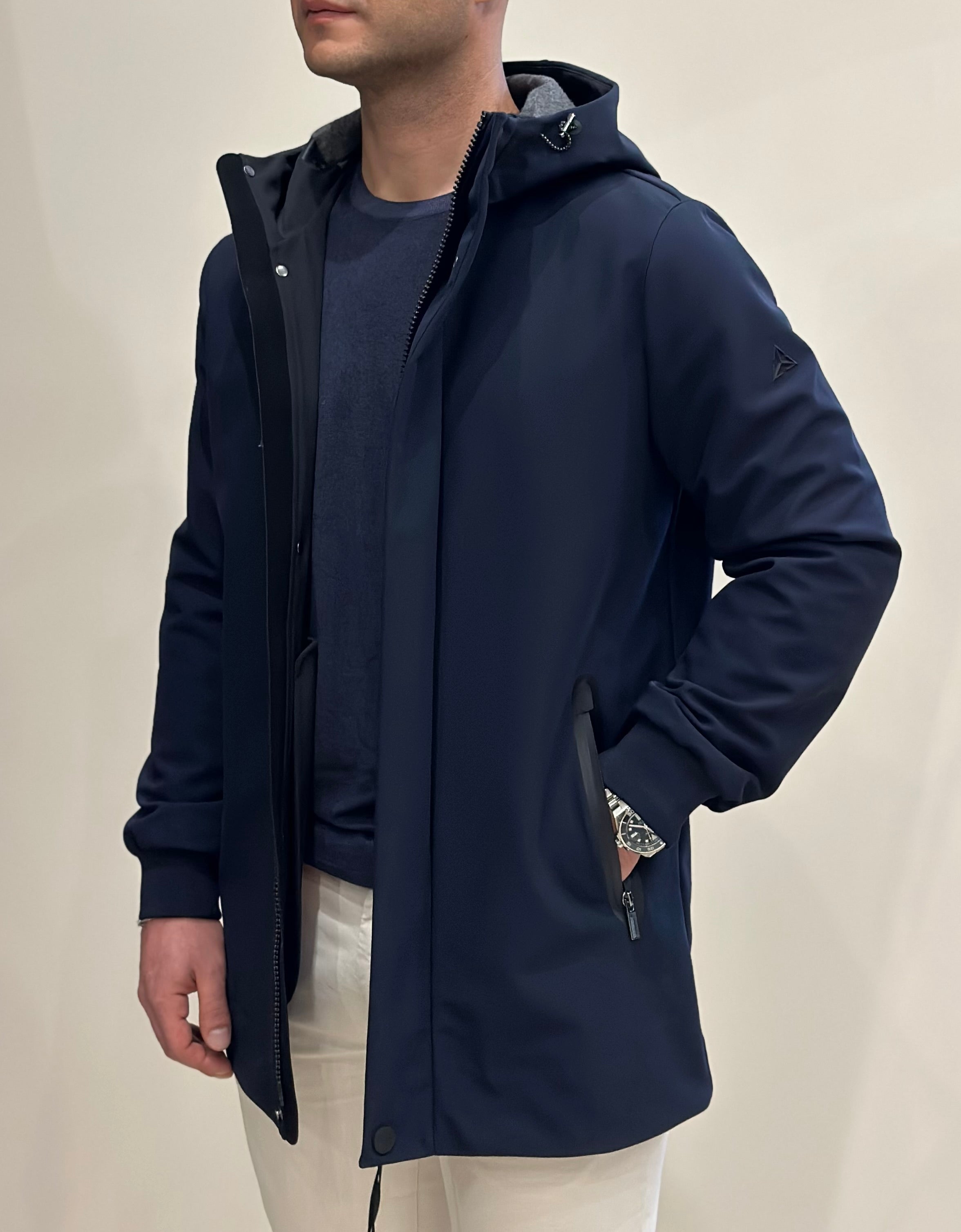 HESKIMO Giubbotto tecnico foderato in lana - Navy - Marcello Fontana Shop