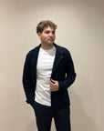 CARDIGAN GIACCA IN MAGLIA TRAMATA DI MISTO LANA BLU NAVY - OUTFIT ITALY