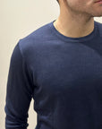 Girocollo in Lana Merino Tinta Acidata Navy - Privati Firenze