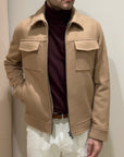 FW25 MANUEL RITZ GIUBBINO PANNO IN MISTO LANA BEIGE