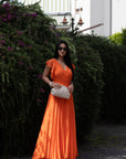 RELISH LONG AZURRINA DRESS COLOR ORANGE 