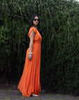 RELISH LONG AZURRINA DRESS COLOR ORANGE 