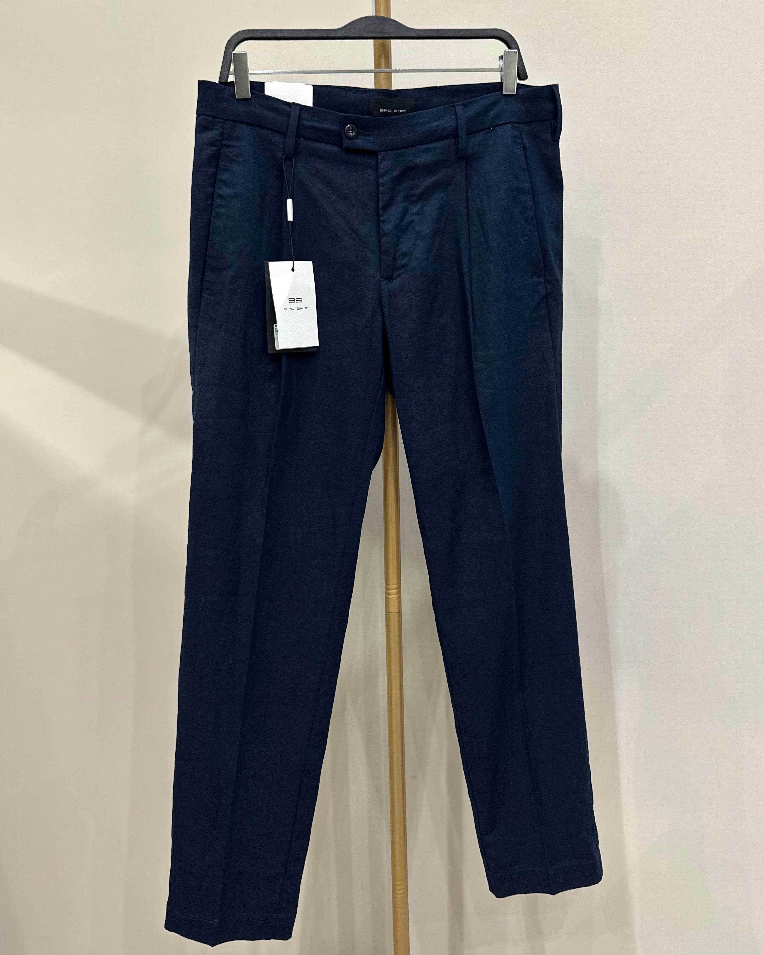 Bro Ship Pantalone in Lino Art. Chicago - Navy