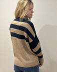 MAGLIA VAREA IN MISTO LANA BLU/BEIGE  - H2O
