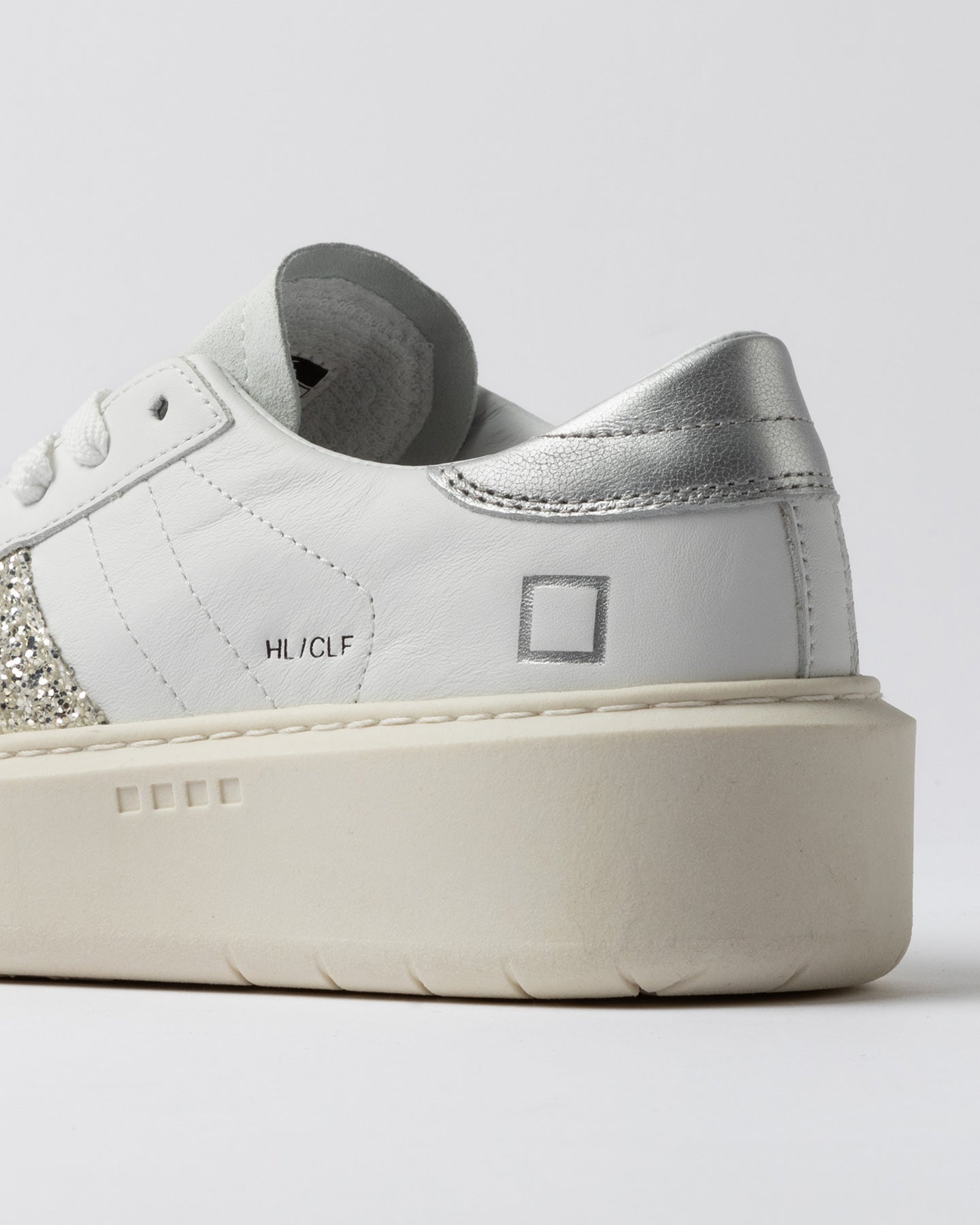 D.A.T.E. HILL LOW PLATFORM CALF WHITE-SILVER - Marcello Fontana Shop