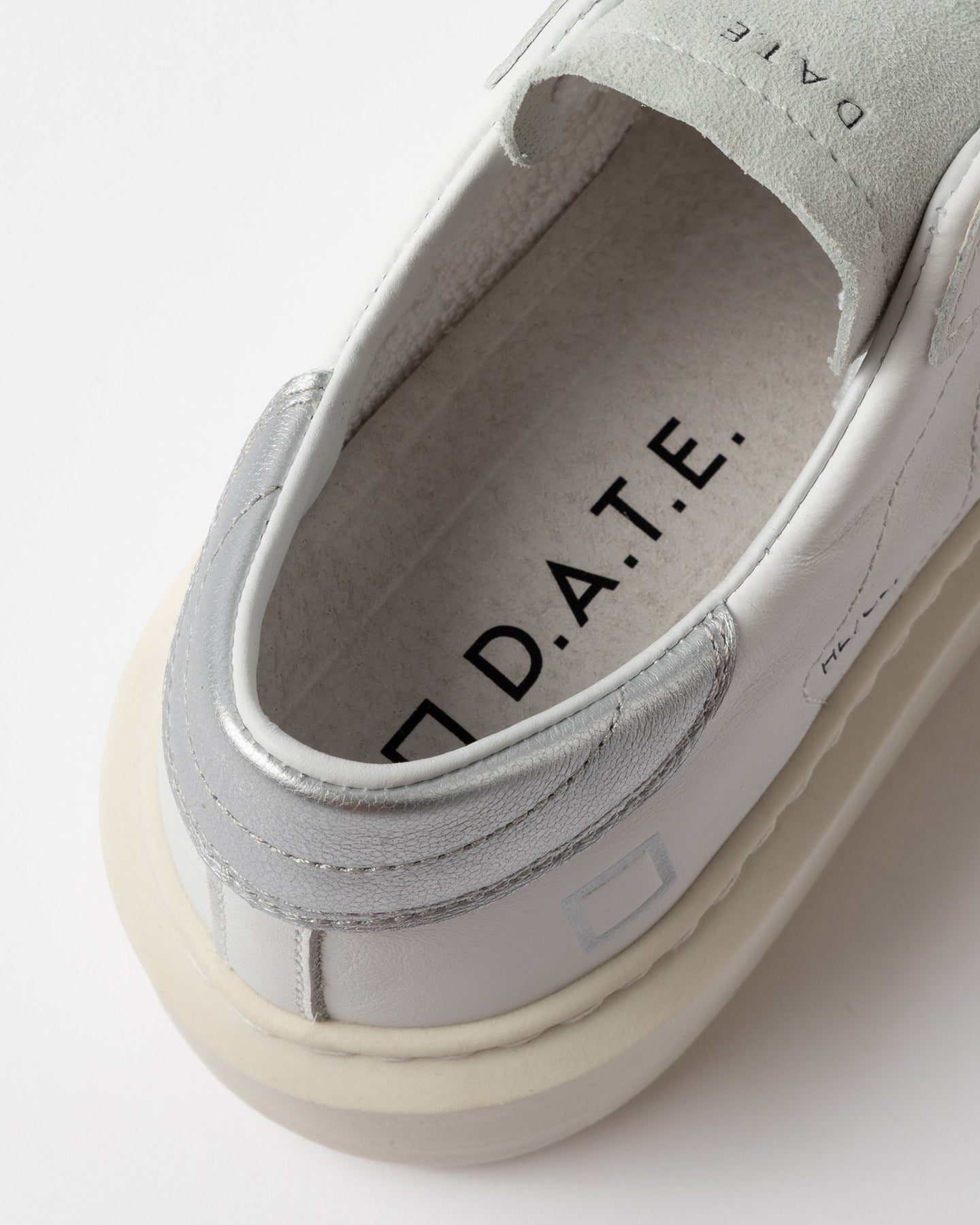 D.A.T.E. HILL LOW PLATFORM CALF WHITE-SILVER - Marcello Fontana Shop