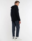 FW25 MANUEL RITZ GIUBBINO CON CAPPUCCIO PANNO IN MISTO LANA BLU
