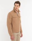 FW25 MANUEL RITZ GIUBBINO PANNO IN MISTO LANA BEIGE